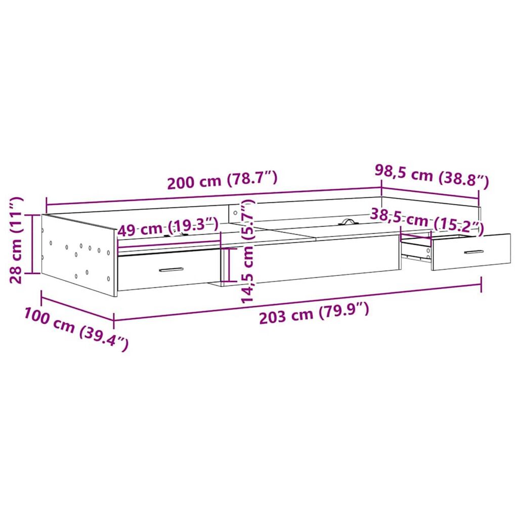 Κρεβάτι με αποθηκευτικό χώρο Λευκό 100 x 200 cm Επεξεργασμένο ξύλο