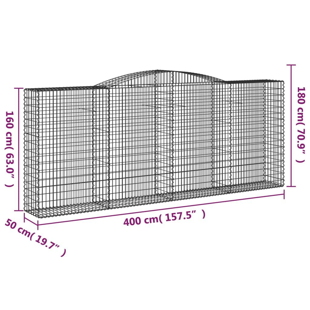 vidaXL Συρματοκιβώτια Τοξωτά 20 τεμ. 400x50x160/180 εκ. Γαλβαν. Ατσάλι