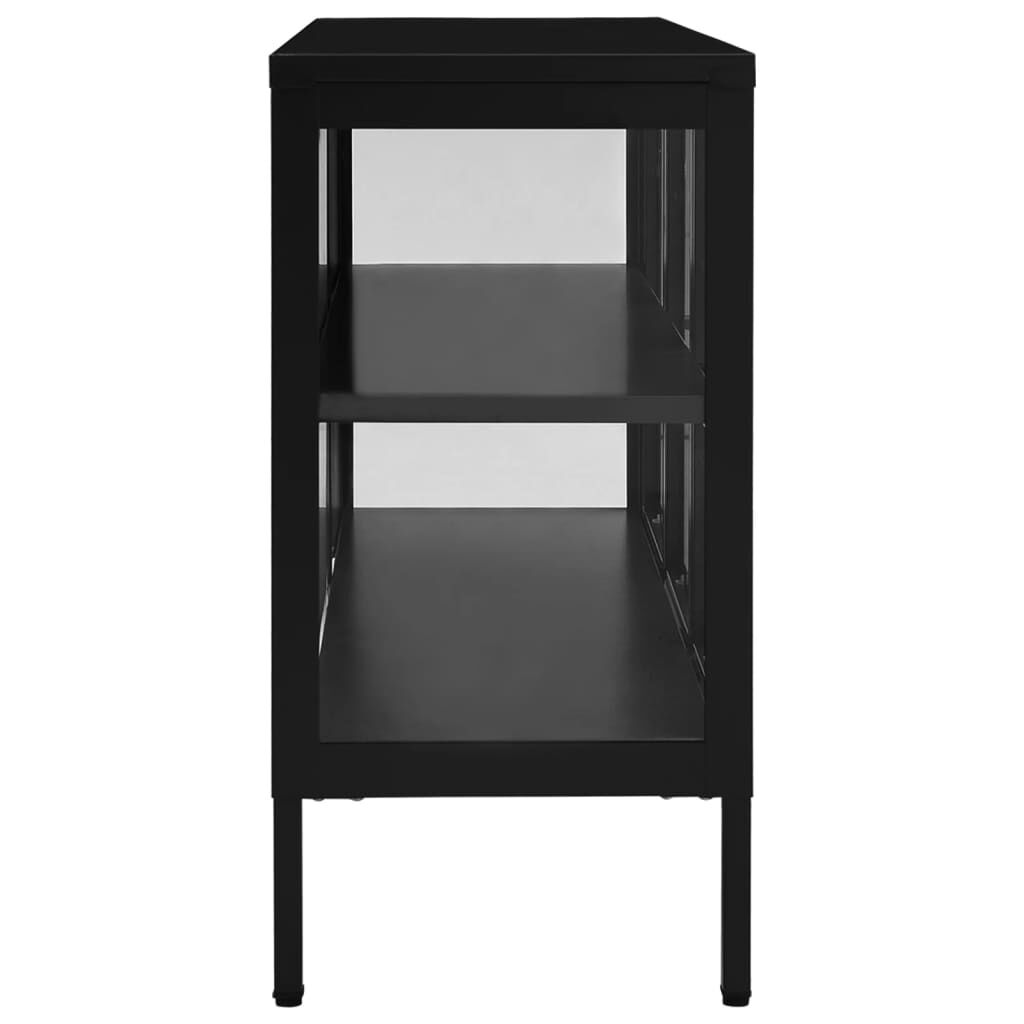 vidaXL Μπουφές Μαύρος 105 x 35 x 70 εκ. από Ατσάλι και Γυαλί