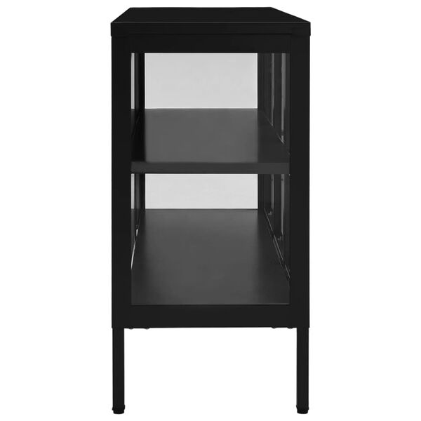 vidaXL Μπουφές Μαύρος 105 x 35 x 70 εκ. από Ατσάλι και Γυαλί