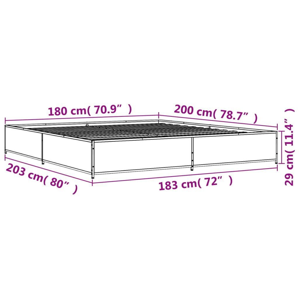 vidaXL Πλαίσιο Κρεβατιού Sonoma Δρυς 180x200 εκ. Επεξ. Ξύλο & Μέταλλο