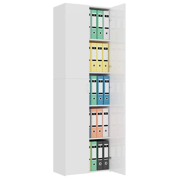 vidaXL Ντουλάπα Γραφείου Γυαλιστερό Λευκό 60x32x190 εκ. Επεξ. Ξύλο