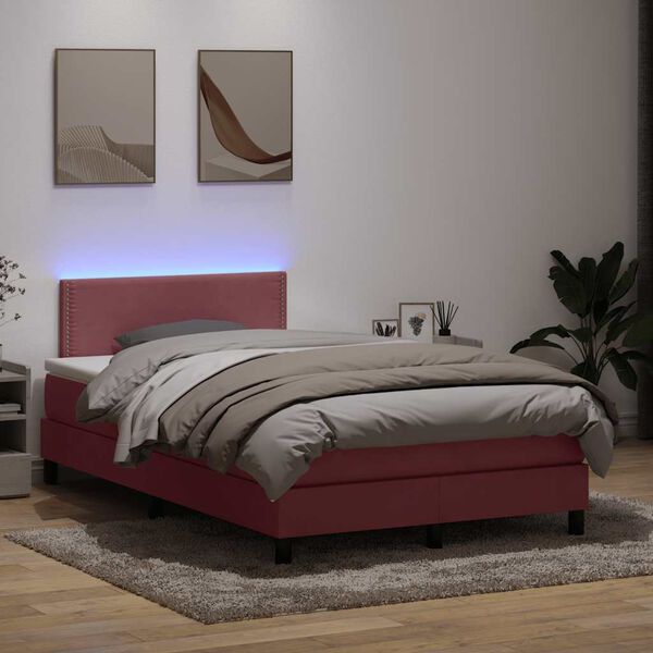vidaXL &Kappa;&rho;&epsilon;&beta;ά&tau;&iota; Boxspring &mu;&epsilon; &Sigma;&tau;&rho;ώ&mu;&alpha; & LED &Rho;&omicron;&zeta; 120x210 &epsilon;&kappa;. &Beta;&epsilon;&lambda;&omicron;ύ&delta;&iota;&nu;&omicron;