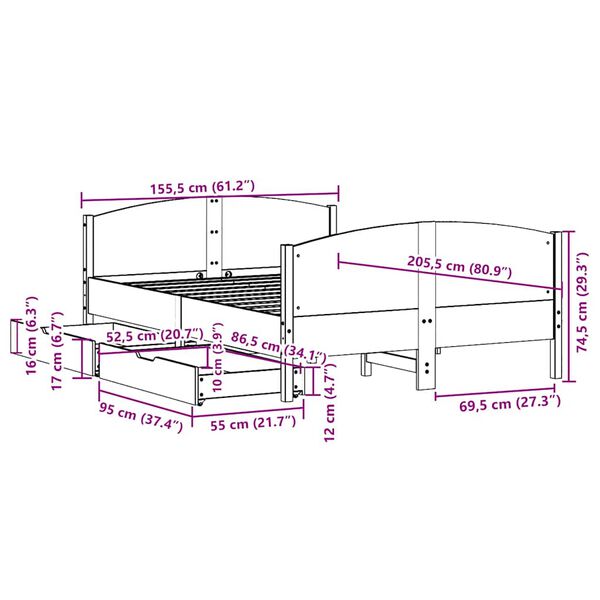 vidaXL Σκελετός Κρεβ. Χωρίς Στρώμα Καφέ Κεριού 150x200 εκ Μασίφ Πεύκο