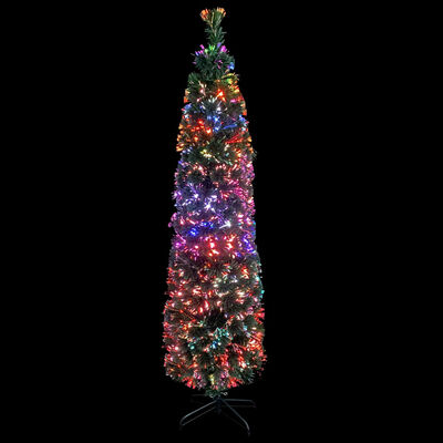 vidaXL Χριστουγεν. Δέντρο Slim Τεχνητό με Βάση / Οπτικές Ίνες 120 εκ.