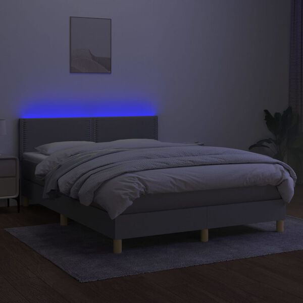 vidaXL &Kappa;&rho;&epsilon;&beta;ά&tau;&iota; Boxspring &mu;&epsilon; &Sigma;&tau;&rho;ώ&mu;&alpha; & LED &Alpha;&nu;.&Gamma;&kappa;&rho;&iota; 140x190&epsilon;&kappa;. &Upsilon;&phi;&alpha;&sigma;&mu;ά&tau;&iota;&nu;&omicron;