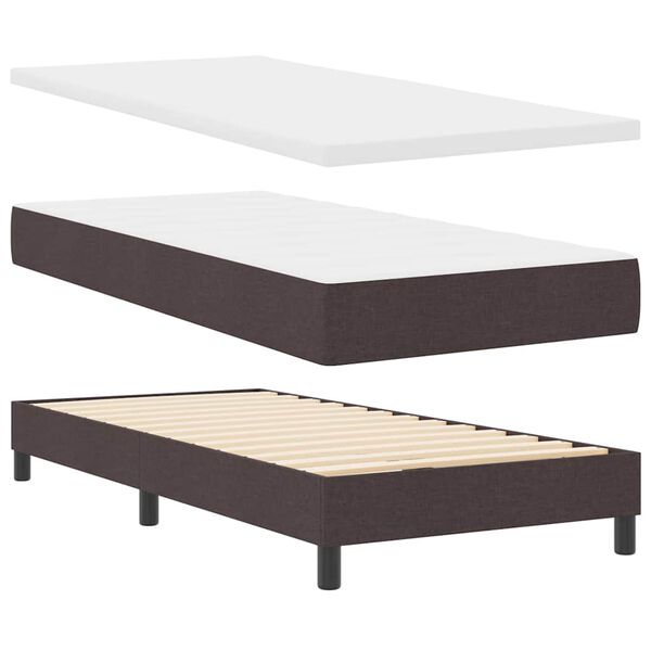 vidaXL Κρεβάτι box spring με στρώμα με στρώμα Σκούρο Καφέ 90 x 200 cm