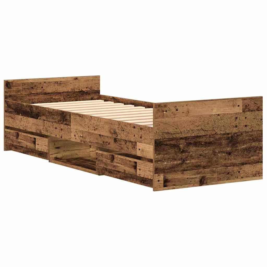 vidaXL Σκελετός Κρεβατιού Παλαιό ξύλο 75 x 190 cm Επεξεργασμένο ξύλο