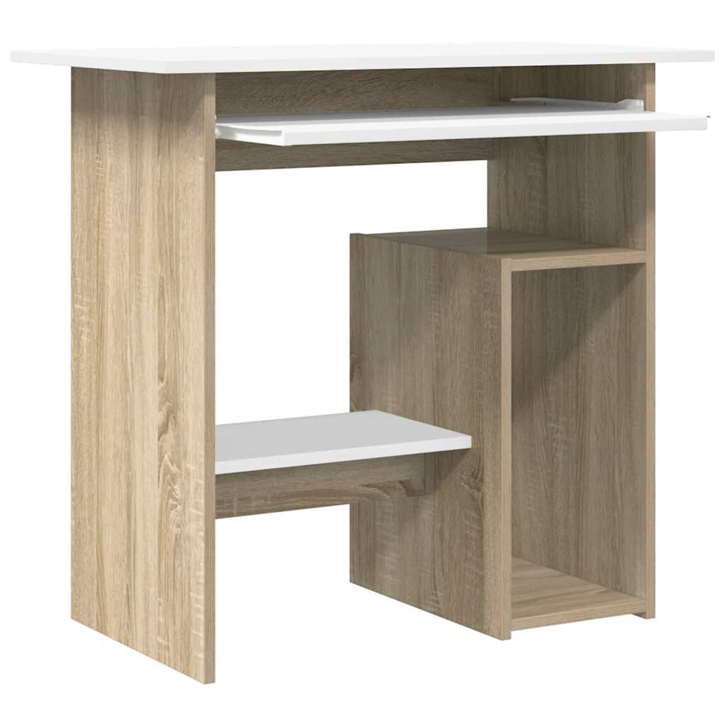 vidaXL Γραφείο Λευκό / Sonoma Δρυς 80 x 45 x 74 εκ. από Μοριοσανίδα