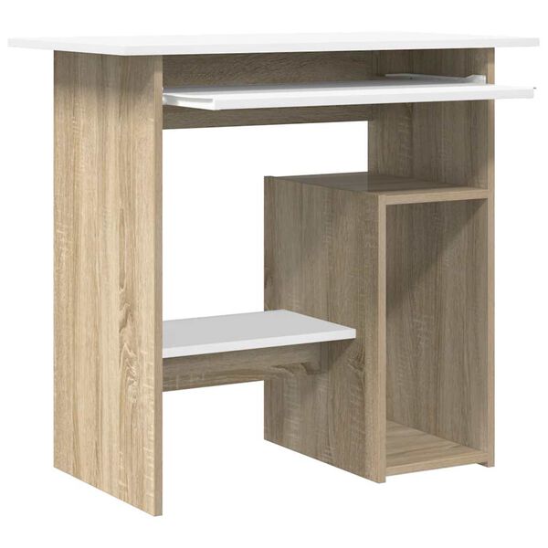 vidaXL Γραφείο Λευκό / Sonoma Δρυς 80 x 45 x 74 εκ. από Μοριοσανίδα