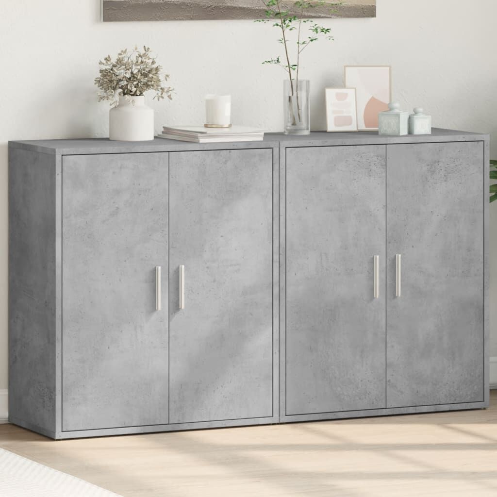 vidaXL Βοηθητικά Ντουλάπια 2 τεμ. Γκρι Σκυρ. 60x31x70εκ Επεξεργ. Ξύλο