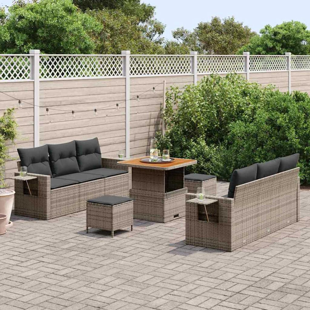 vidaXL Σετ Καναπέ Κήπου 9 pcs Γκρι συνθετικό ρατάν