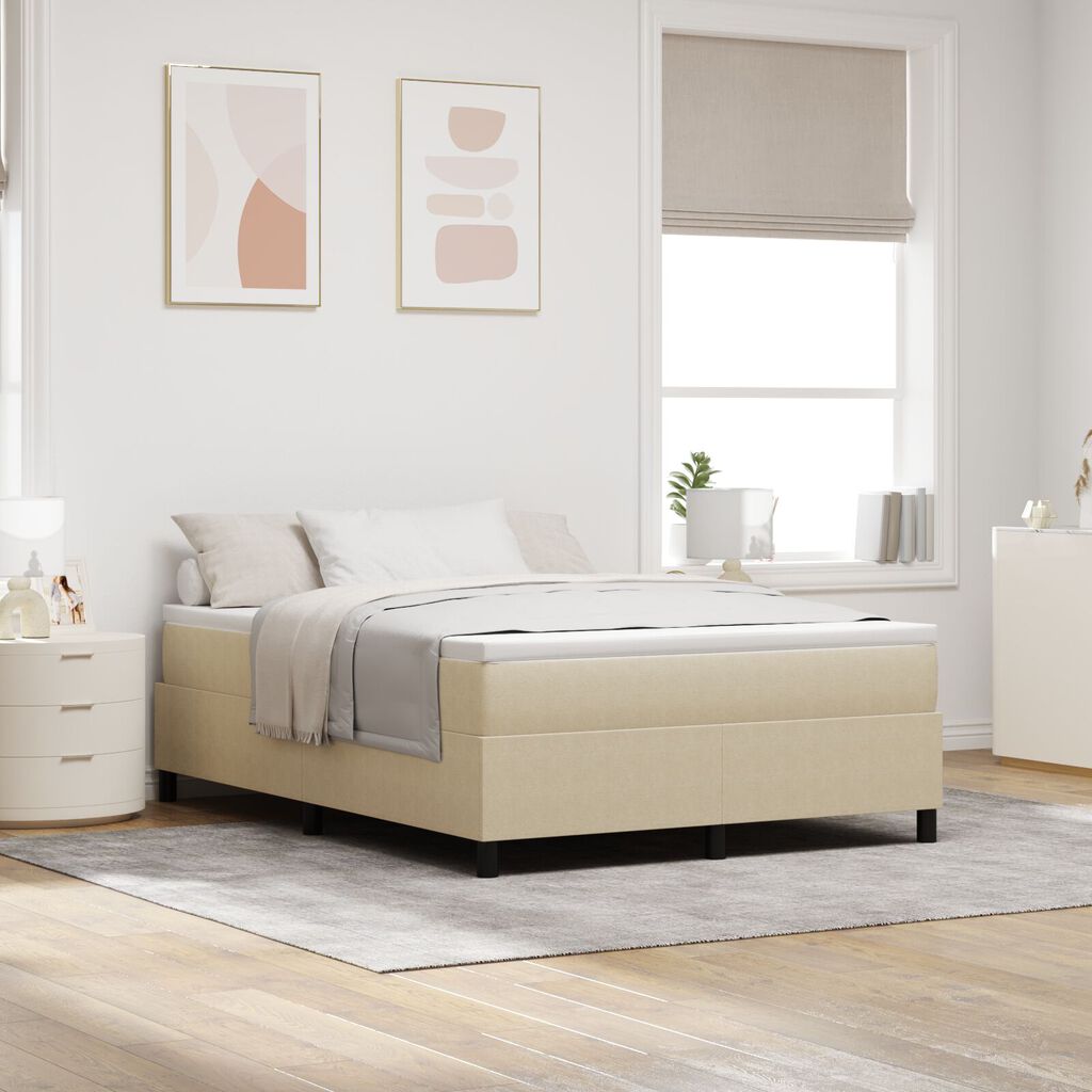 vidaXL Κρεβάτι Box Spring Ανοιχτό Πράσινο Γκρι 140x200 εκ. Ύφασμα Κοντούρι