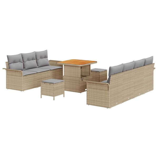 vidaXL Σετ Καναπέ Κήπου 10 pcs Μπεζ συνθετικό ρατάν