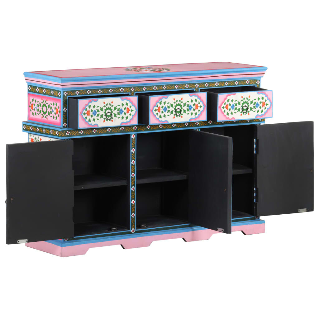 vidaXL Ντουλάπι με Χειροπ. Λεπτομέρειες 110x30x76 εκ Μασίφ Ξύλο Μάνγκο