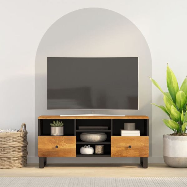 vidaXL Έπιπλο Τηλεόρασης 100x33x46 εκ. Μασίφ Ξύλο Μάνγκο & Επεξ. Ξύλο
