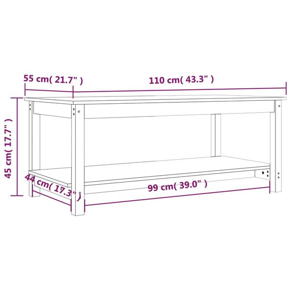 vidaXL Τραπεζάκι Σαλονιού Καφέ Μελί 110x55x45 εκ. Μασίφ Ξύλο Πεύκου