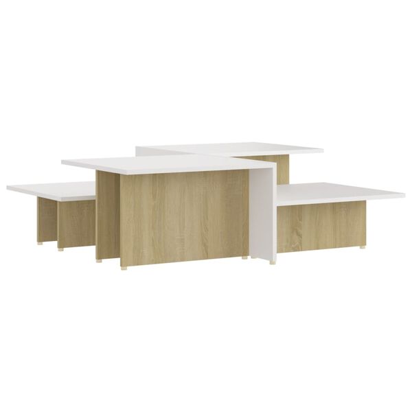 vidaXL Τραπεζάκι Σαλονιού 2 τεμ. Sonoma/Λευκό 111,5x50x33 εκ Επεξ.Ξύλο
