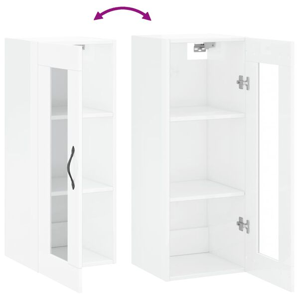 vidaXL Ντουλάπι Τοίχου Γυαλιστερό Λευκό 34,5 x 34 x 90 εκ.