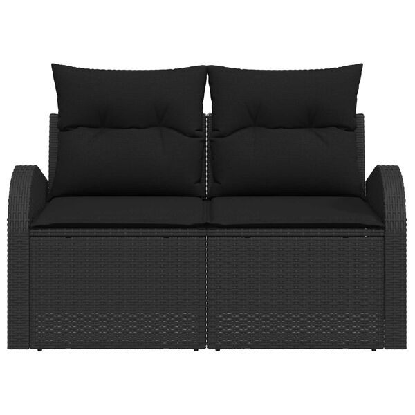 vidaXL Καναπές Κήπου με μαξιλάρι Μαύρο 124 x 62 x 69cm συνθετικό ρατάν