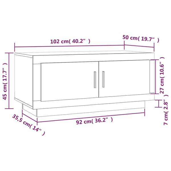 vidaXL Τραπεζάκι Σαλονιού Καπνιστή Δρυς 102x50x45εκ. από Επεξεργ. Ξύλο
