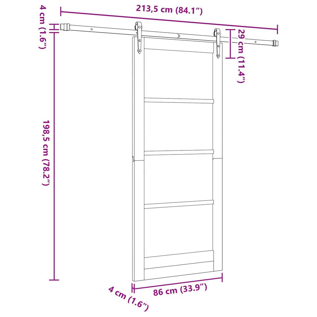 vidaXL Συρόμενη Πόρτα ORKDAL Καφέ 86 x 198.5 cm Μασίφ ξύλο πεύκου