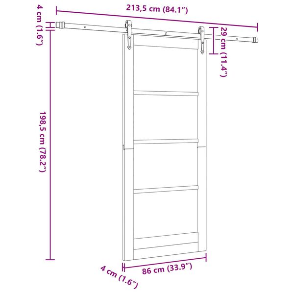 vidaXL Συρόμενη Πόρτα ORKDAL Καφέ 86 x 198.5 cm Μασίφ ξύλο πεύκου