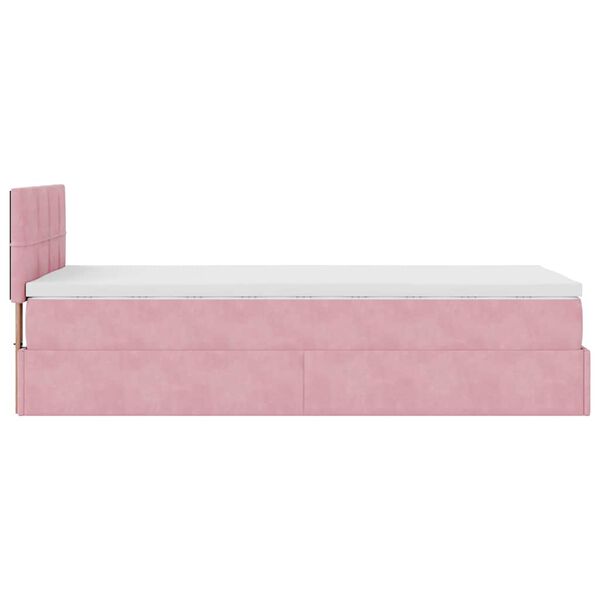 vidaXL Οθωμανικό κρεβάτι με στρώμα ροζ 90x200cm Velvet