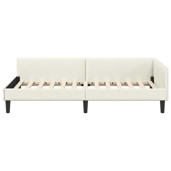 vidaXL Πλαϊνό Κρεβάτι Κρεμ 80 x 200 cm Βελούδο και Στιβαρή ξυλεία