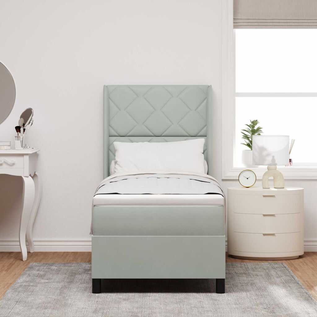 vidaXL Κρεβάτι Box Spring LED με Στρώμα Ανοιχτό γκρι 80 x 200 cm