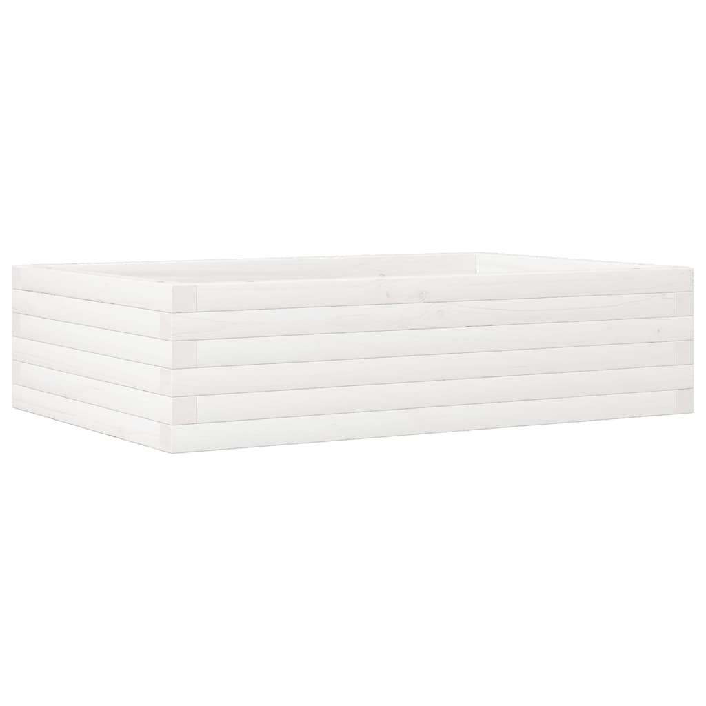 vidaXL Ζαρντινιέρα Λευκή 90x60x23 εκ. από Μασίφ Ξύλο Πεύκου