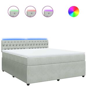 vidaXL Κρεβάτι Boxspring με Στρώμα Ανοιχτό Γκρι 180x200 εκ. Βελούδινο
