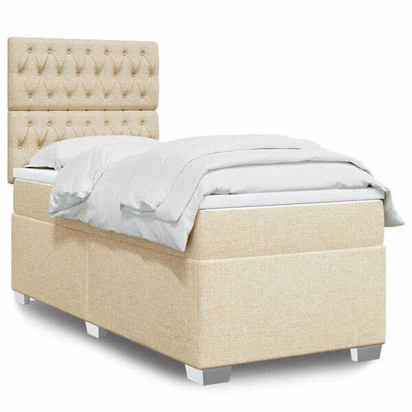 vidaXL &Kappa;&rho;&epsilon;&beta;ά&tau;&iota; Boxspring &mu;&epsilon; &Sigma;&tau;&rho;ώ&mu;&alpha; &Kappa;&rho;&epsilon;&mu; 100 x 200 &epsilon;&kappa;. &Upsilon;&phi;&alpha;&sigma;&mu;ά&tau;&iota;&nu;&omicron;