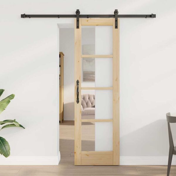 vidaXL Συρόμενη Πόρτα ORKDAL Καφέ 61 x 198.5 εκ. Μασίφ ξύλο πεύκου