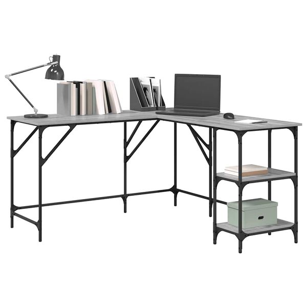 vidaXL Γραφείο Γκρι Sonoma 139x139x75 εκ. από Επεξεργασμένο Ξύλο