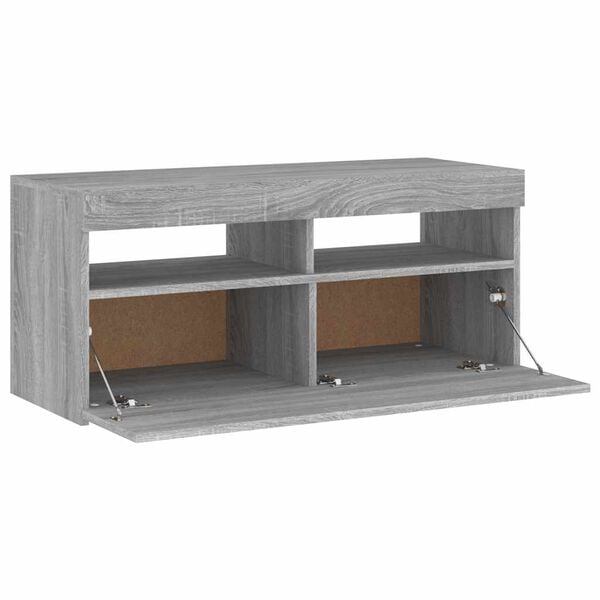 vidaXL Έπιπλο Τηλεόρασης με LED Γκρι Sonoma 90x35x40 εκ.