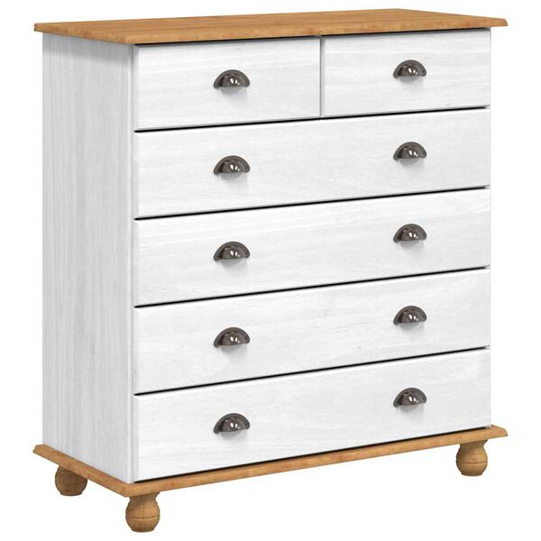 vidaXL Συρταριέρα ASKIM Λευκό 91 x 40 x 95.5 εκ. Μασίφ ξύλο πεύκου