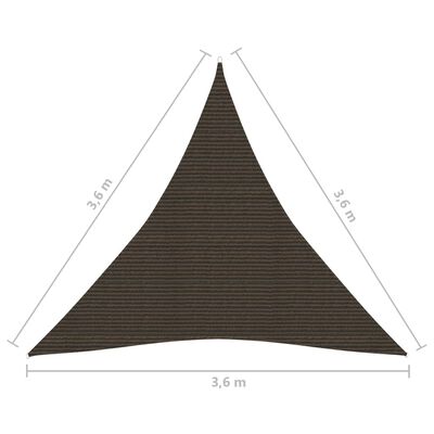 vidaXL Πανί Σκίασης Καφέ 3,6 x 3,6 x 3,6 μ. από HDPE 160 γρ./μ²