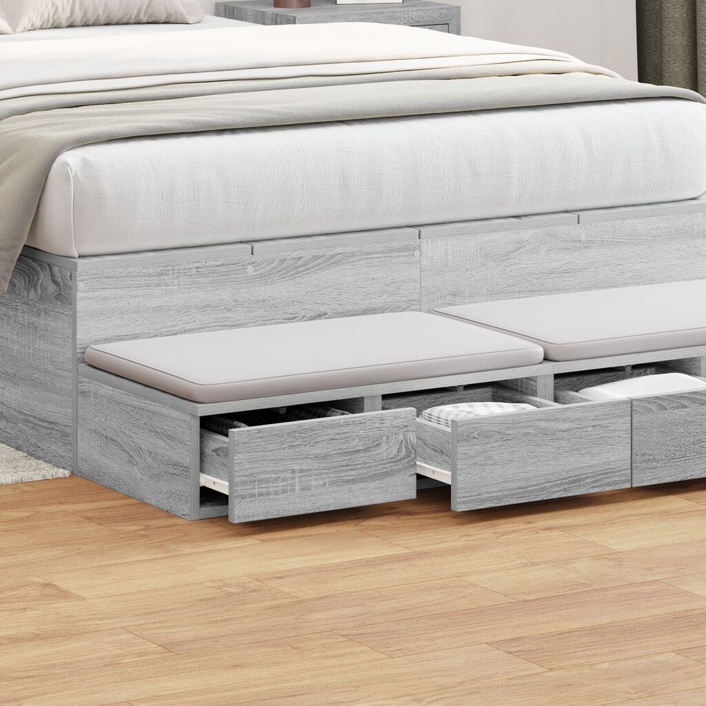 vidaXL Συρτάρια Κρεβατιού Γκρι Σονομά 120x36,5x16,5 cm Επεξεργασμένο Ξύλο