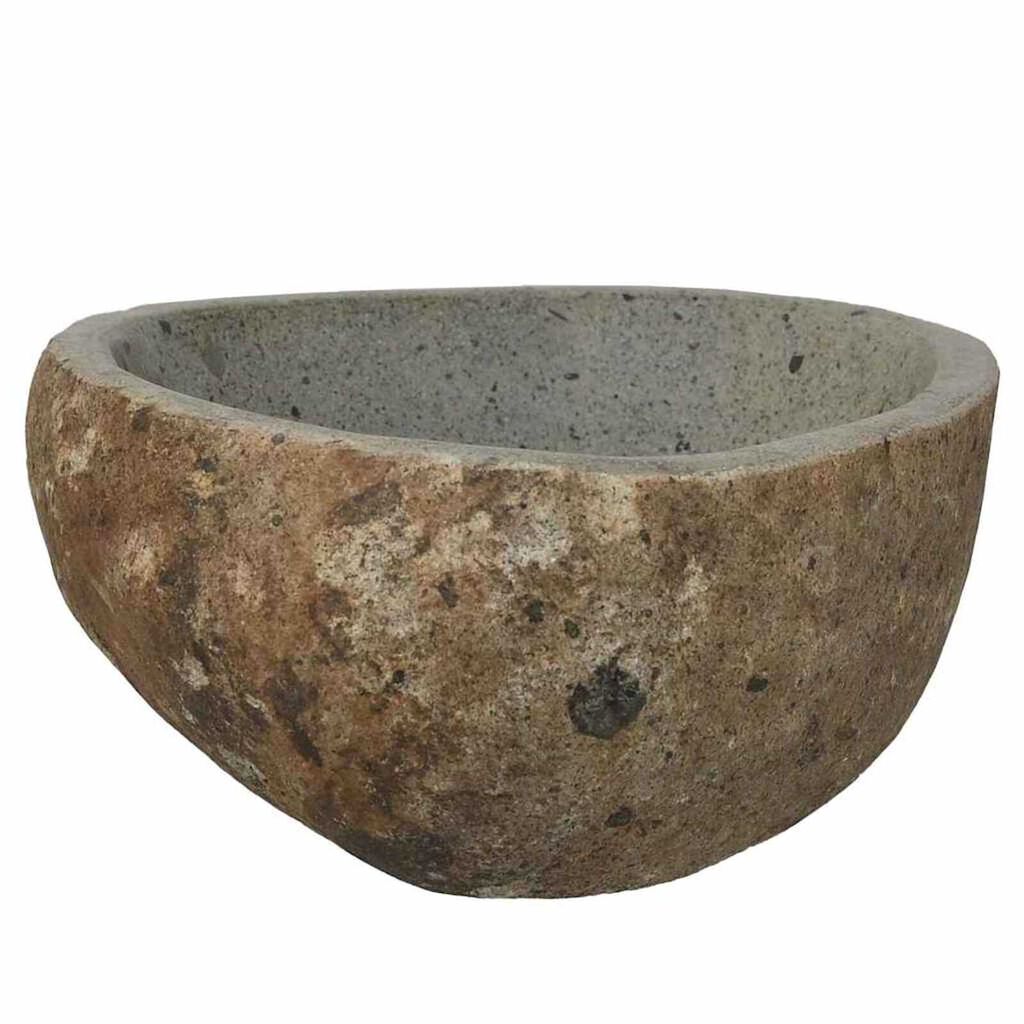 vidaXL Λεκάνη Ανοιχτό γκρι (30-37) x (25-30) x 12 εκ. Πέτρα Ποταμού