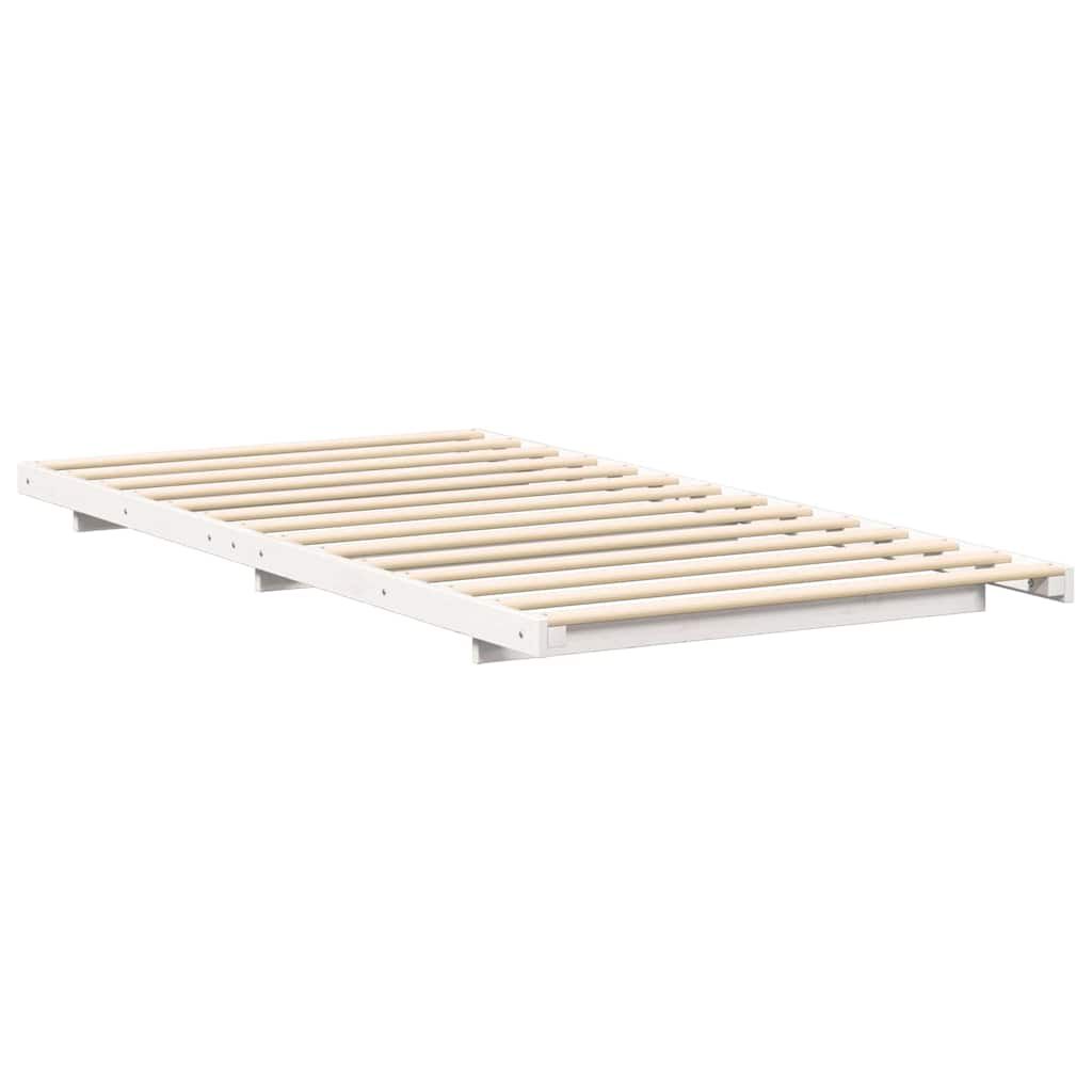 vidaXL Κρεβάτι δαπέδου Λευκό 100 x 220 cm Μασίφ ξύλο πεύκου