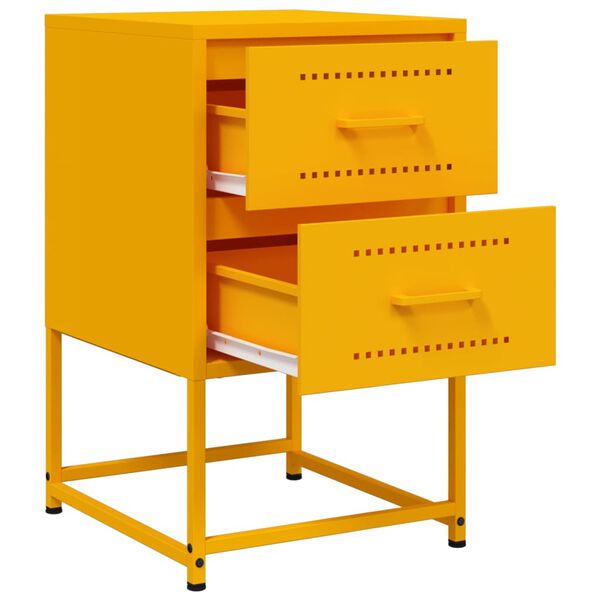 vidaXL Κομοδίνο Μουσταρδί 36x39x60,5 εκ. από Χάλυβα
