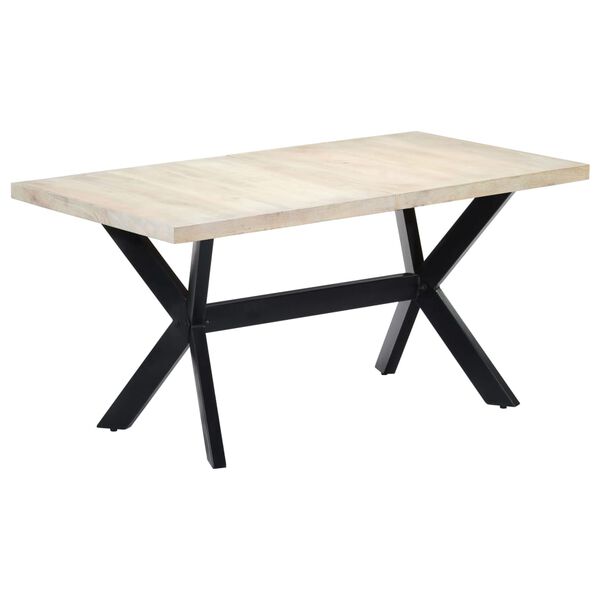 vidaXL Τραπεζαρία Λευκή 160 x 80 x 75 εκ. από Μασίφ Ξύλο Μάνγκο