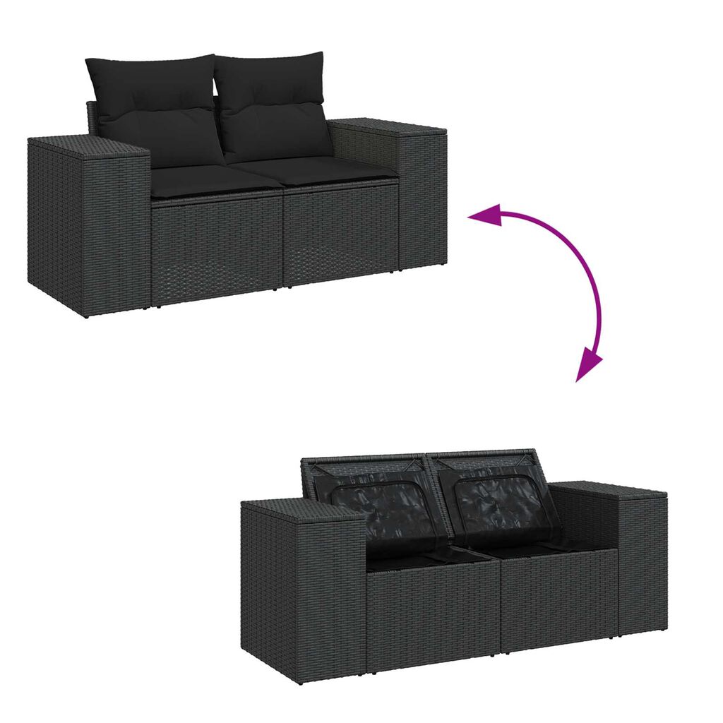 vidaXL Σετ Καναπέ Κήπου με μαξιλάρι 13 pcs Μαύρο 110 x 55 x 71 εκ