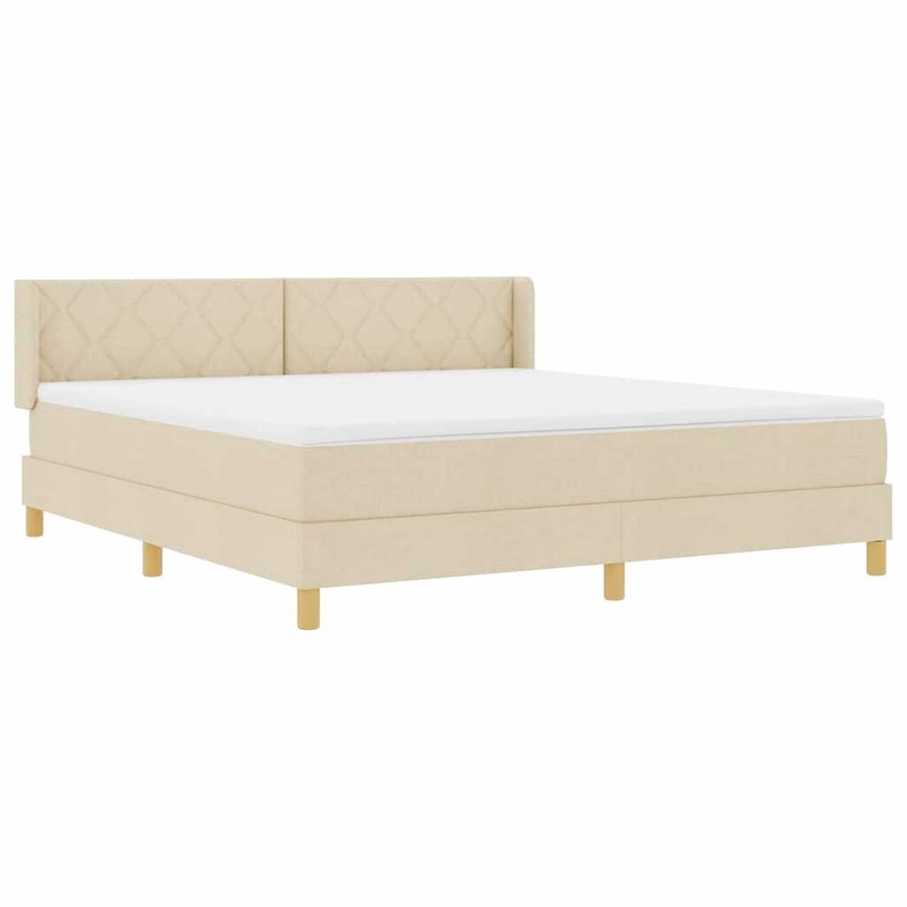 vidaXL Κρεβάτι με Ελατήρια με στρώμα Κρεμ 180 x 200 cm ύφασμα