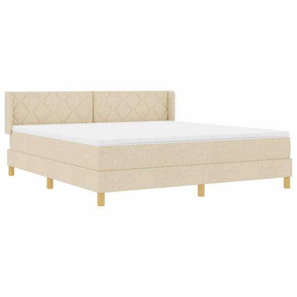 vidaXL Κρεβάτι με Ελατήρια με στρώμα Κρεμ 180 x 200 cm ύφασμα