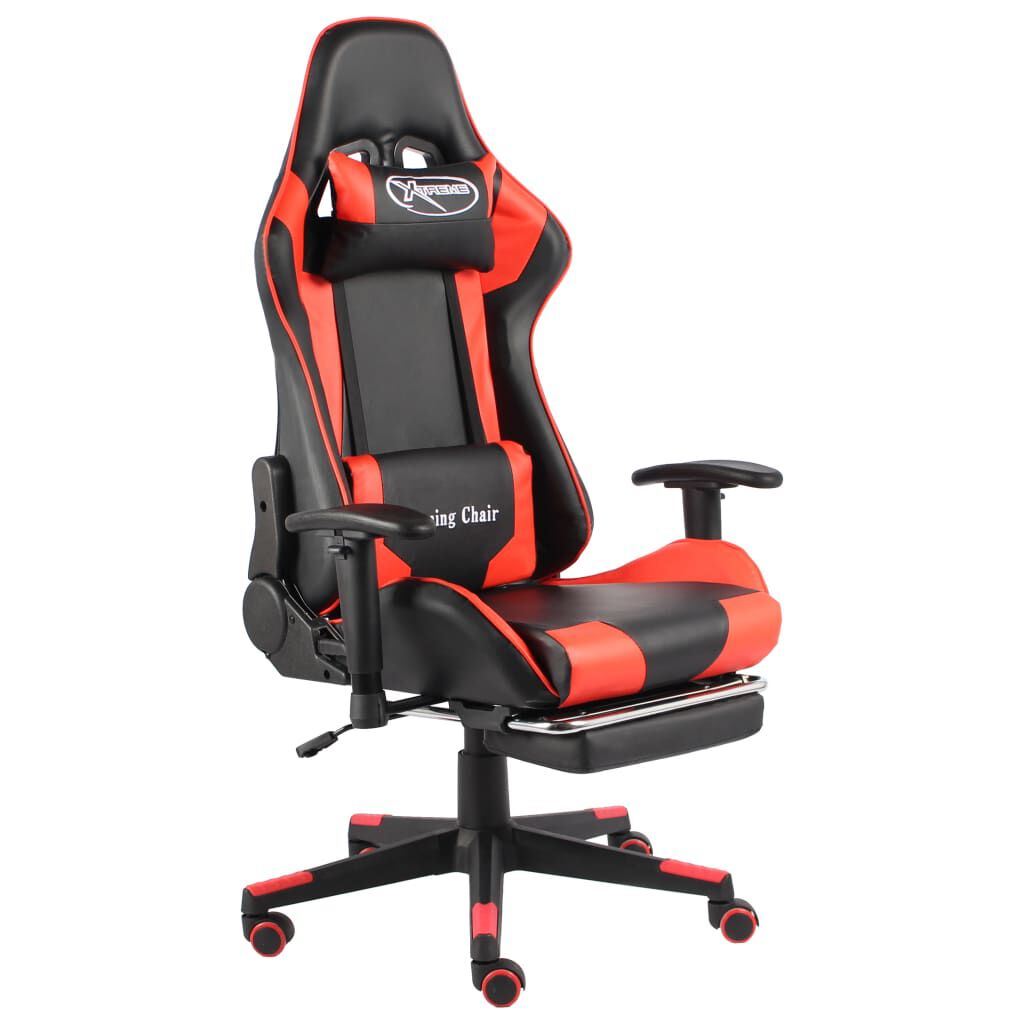 vidaXL Καρέκλα Gaming Περιστρεφόμενη με Υποπόδιο Κόκκινη PVC