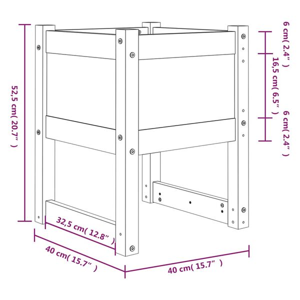vidaXL Ζαρντινιέρα 40 x 40 x 52,5 εκ. από Μασίφ Ξύλο Πεύκου