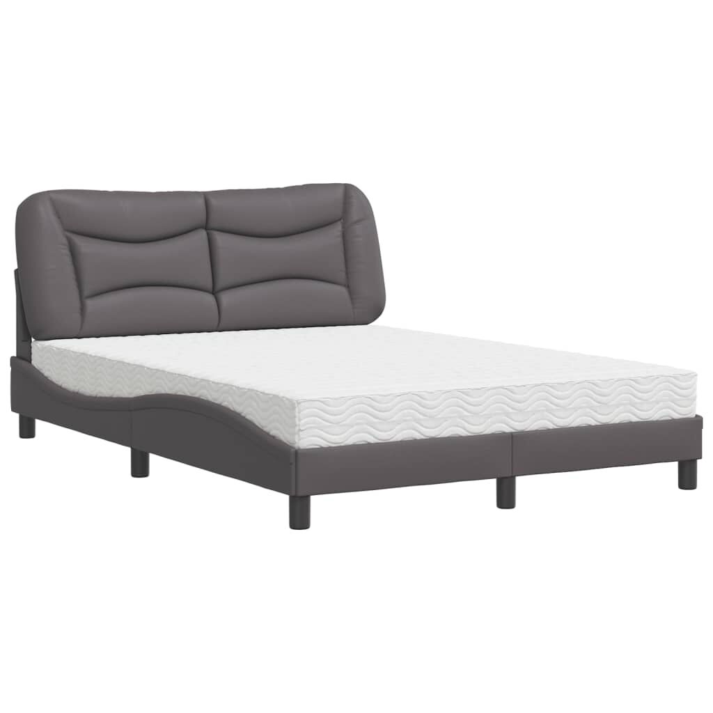vidaXL Κρεβάτι με Στρώμα Γκρι 140x200εκ. από Συνθετικό Δέρμα