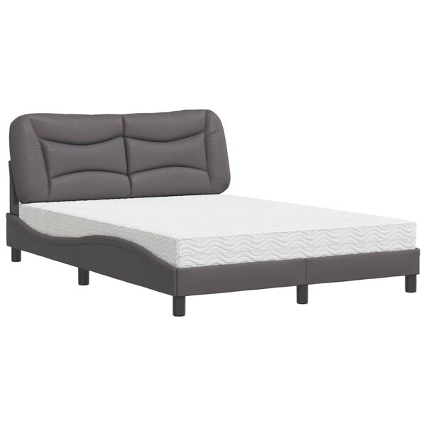 vidaXL Κρεβάτι με Στρώμα Γκρι 140x200εκ. από Συνθετικό Δέρμα